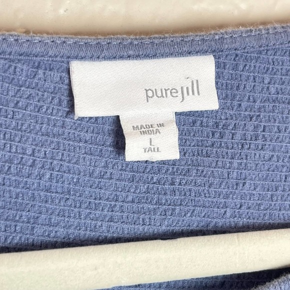 J. Jill Pure Jill Size L Blue White Linen Cotton Long Sleeve Layered Top - Picture 3 of 6